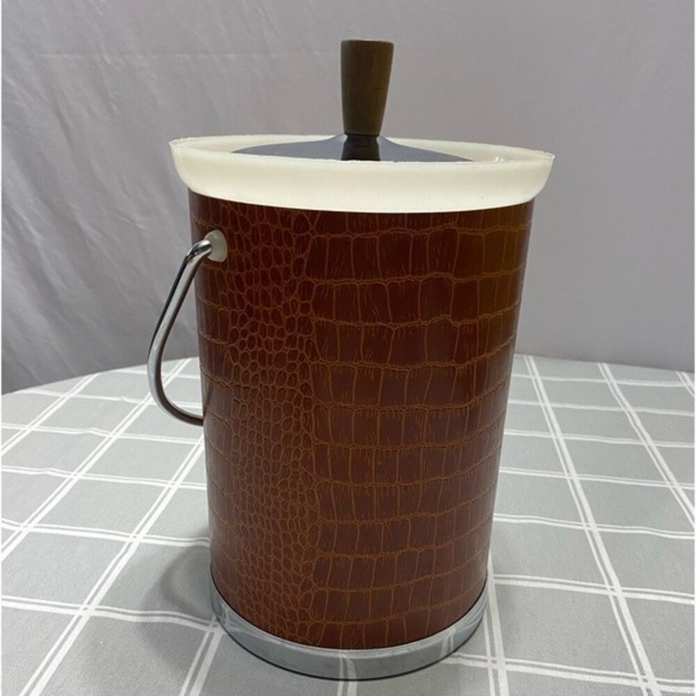 MCM Kromex Vintage Faux Crocodile & Chrome Ice Champagne Bucket